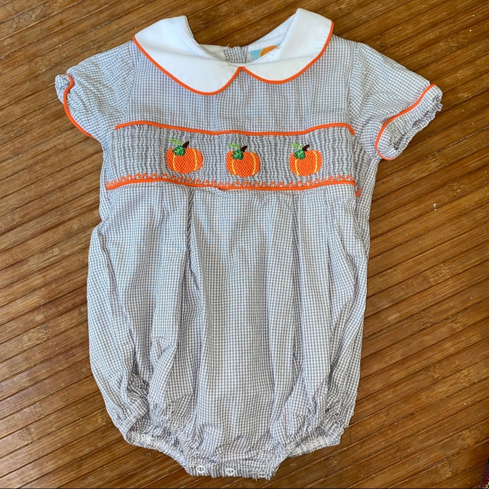 Smocked Toddler Pumpkin Bubble Romper